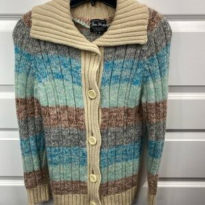 Vintage 1970 1980 Wool Blend Cardigan Sweater Suzanne Lynn For Jon Michael 8 Med